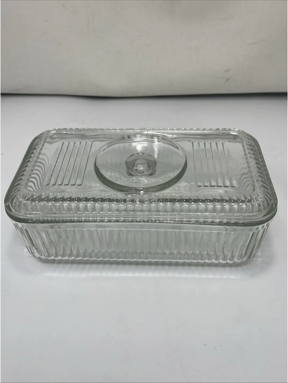 Vintage Refrigerator Storage Dish Box Lid Anchor Hocking Mid Century Modern Deco